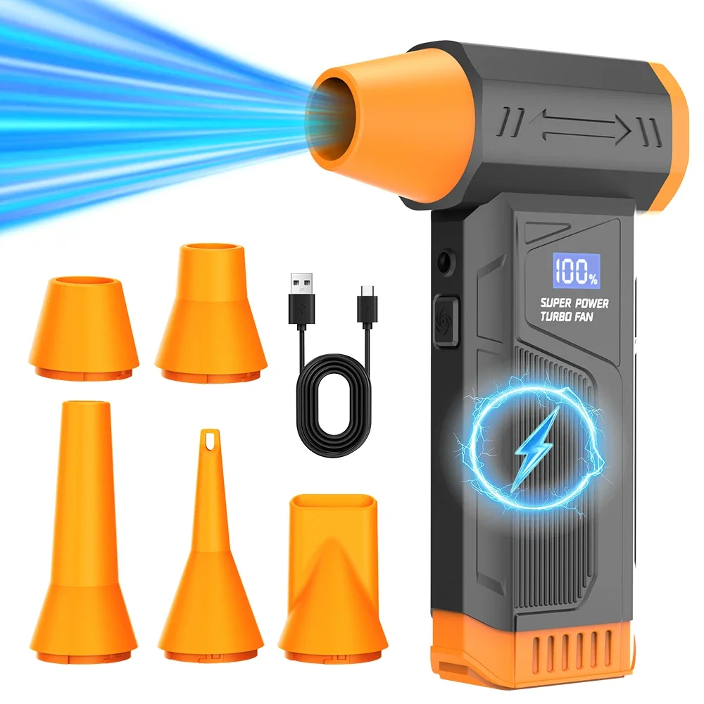 

Портативная турбовоздуходувка M04 с регулировкой скорости (4 режима), 110000 об/мин, светодиодной подсветкой и индикатором заряда батареи, для использования на улице, сверхмощная.