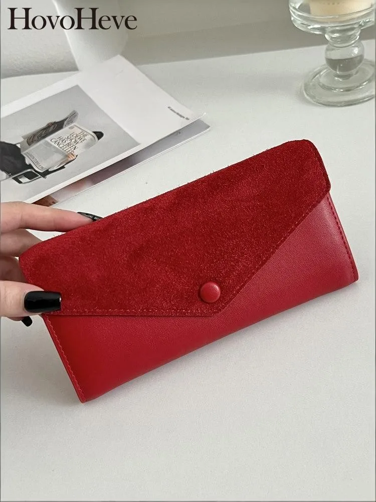 Cowhide Spliced Cow Suede Female Clutch Bag Real Leather Women Large Capacity Card Holder New Fashion Wallet Zipper Long Purse