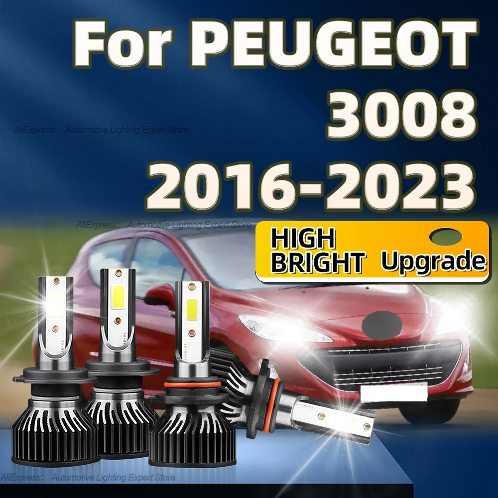 

2/4Pcs LED Headlight 360W Bulbs 6000K Car Lamp H7 HB3 Turbo Light For PEUGEOT 3008 2016 2017 2018 2019 2020 2021 2022 2023