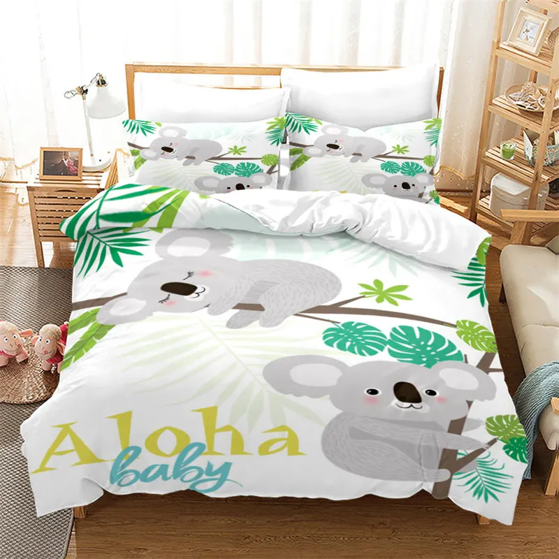 

Cartoon Koala Bedding Set Boys Girls Twin Queen Size Duvet Cover Pillowcase Bed Kids Adult Fashion Home Textileextile