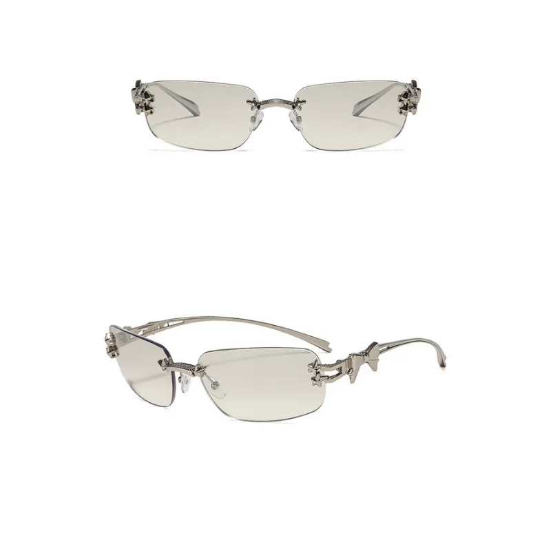Korean Style Sunglasses for Women Rectangle Shape Rimless Y2K Hot Sexy Women's Glasses Rhinestone Outdoor image 4