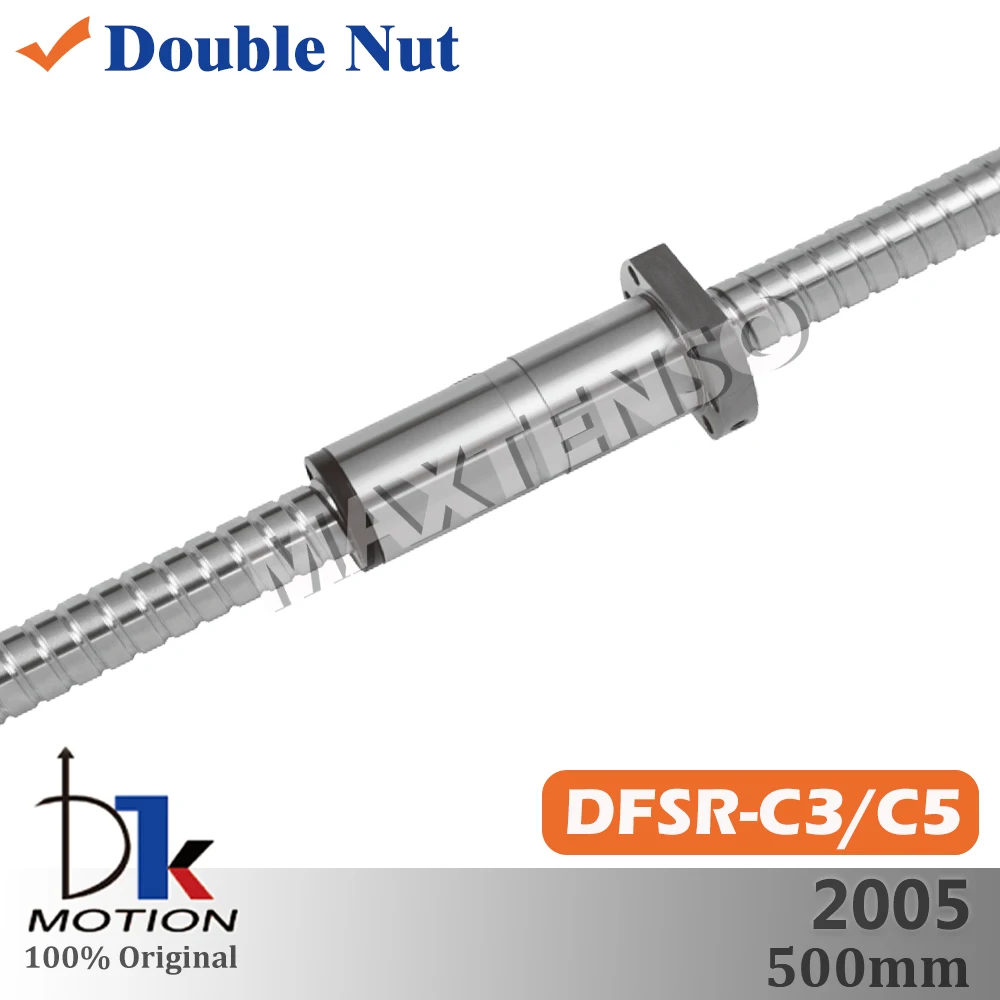DTK DFSR2005 C3 C5 Ground Ball Screw Double Nut R20 Lead 5mm 500mm High Precision Flange High Speed Low Noise Grind Spindle