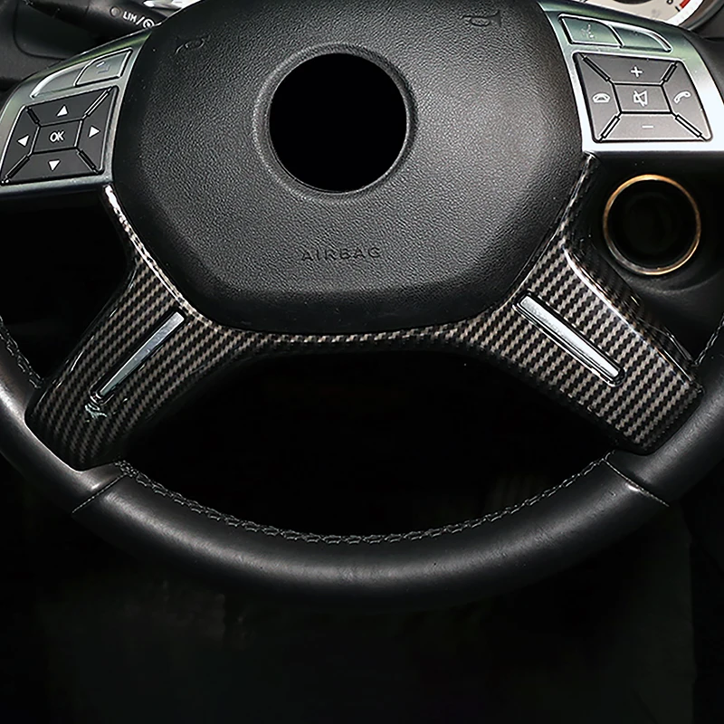 For Mercedes Benz C Class W204 2011-2013 Console Steering Wheel Panel Frame Car Carbon Fiber Pattern Trim Interior Accessories