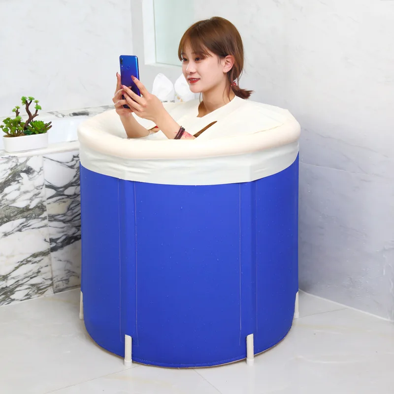 Blue Thickened Six Bracket Bathtub with Wear-resistant and Cold Resistant Home Folding Blue Starry Sky Folding Bathtub