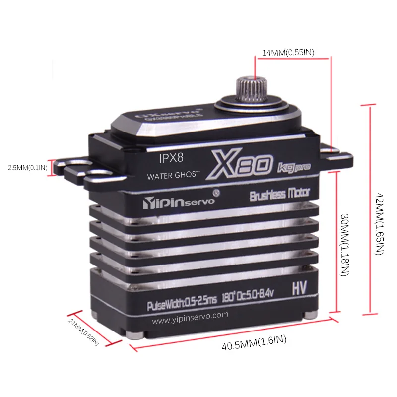 80KG Digital Servo Motor All Metal IP67 Waterproof 5.0-8.4V Brushless Motor High Torque for RC Model Car Robot Industrial Grade