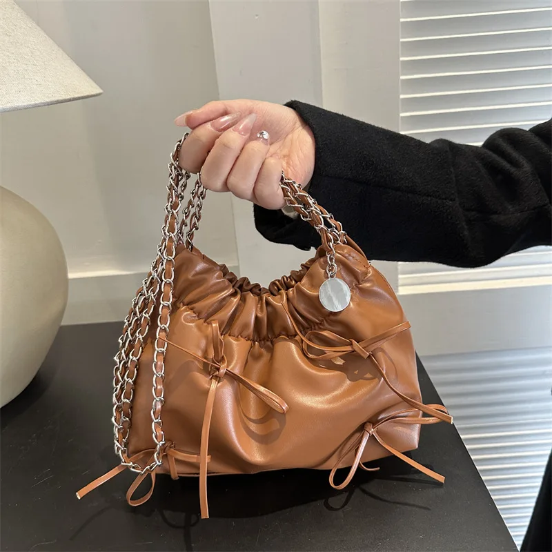 

Большая сумка-ведро на одно плечо Capaci для поездок на работу и классная цепочка Sle Urban Simple Faion Женская сумка с телефоном