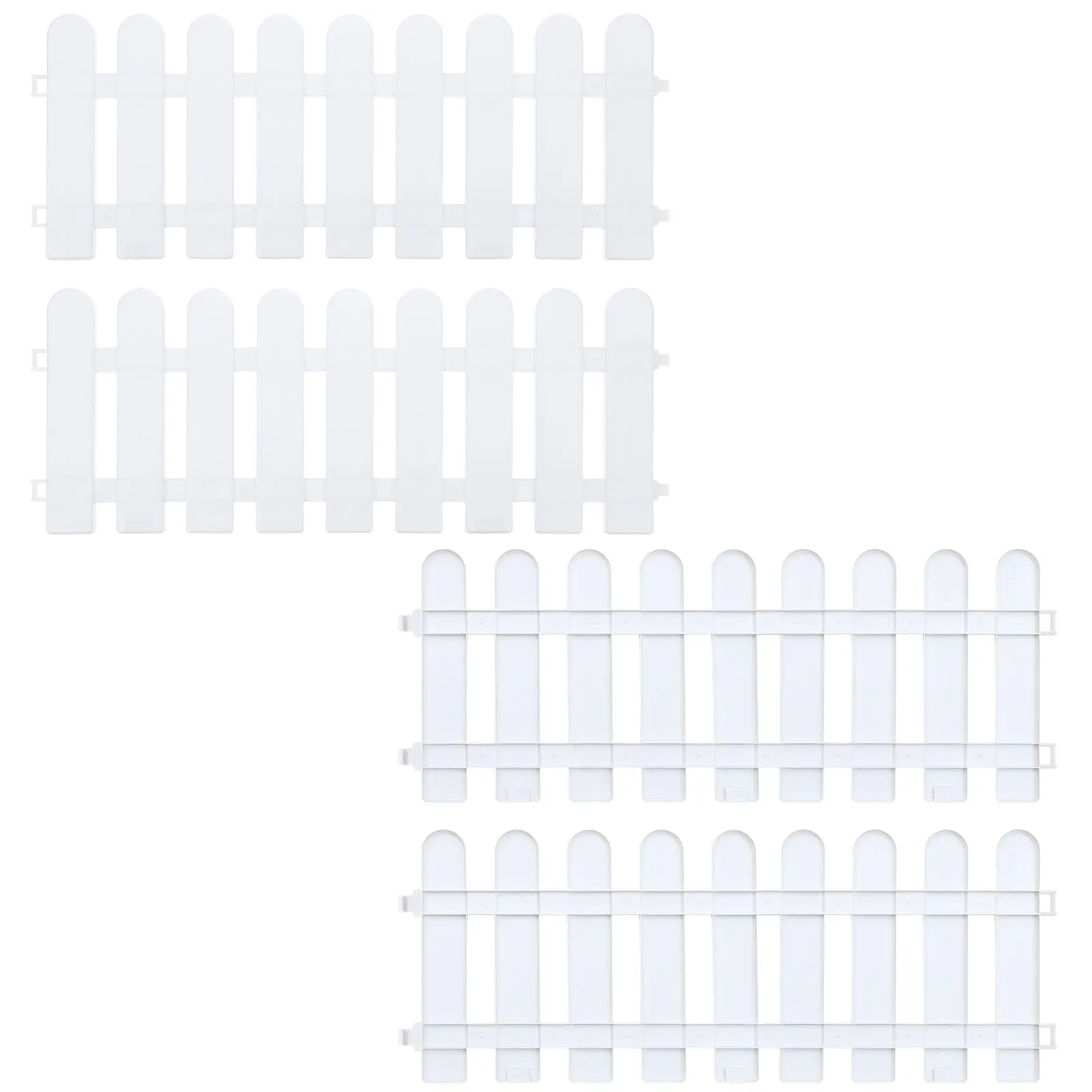 

4pcs White Plastic Garden Round Head Smooth Surface Weather Resistant Durable Outdoor Use Landscape Edging Fence Picket Fence