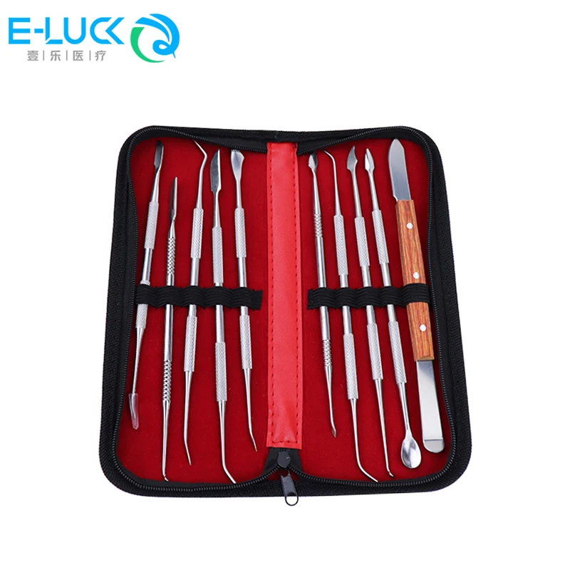 Kit de cuchillos de cera Dental, espátula, cuchillo de yeso, práctico juego de herramientas de instrumento de tallado de cera de dientes versátil de acero inoxidable
