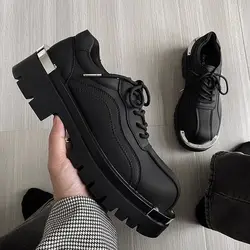 2025 Thick-soled High-end Derby Trendy Casual Leather Men Niche Metal Iron Sheet Decorative Design Versatile Celebrities Shoes