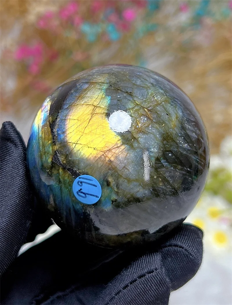 Natura Crystal Labradorite SPhere With Rain Bow Free Form  Carving Reiki Healing Stone Home Decoration Exquisite Gift