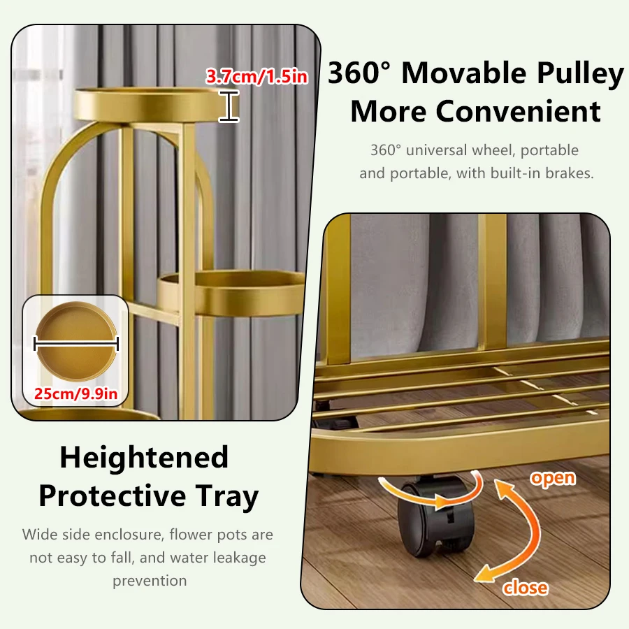 حامل نباتي، حامل زهور، رف أوعية زهور من الحديد المطاوع، رف شرفة قائم على الأرض، رف نباتات داخلي #4