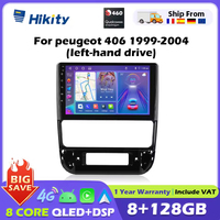 Hikity 8 Core Qualcomm Snapdragon 460 Android Car Radio For Peugeot 406 1999-2004 Carplay GPS FM 2din Car Multimedia AI Voice