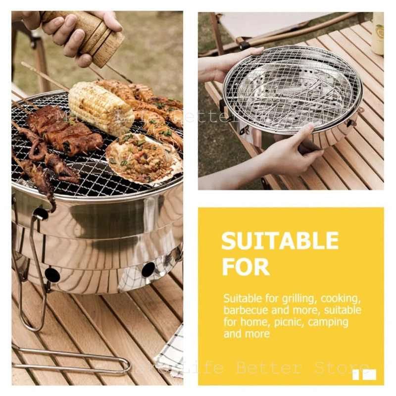 Grills Portable Barbecue Stove Folding Split Stainless Steel Fire Pit Outdoor Detachable BBQ Grill Folding Charcoal Stove