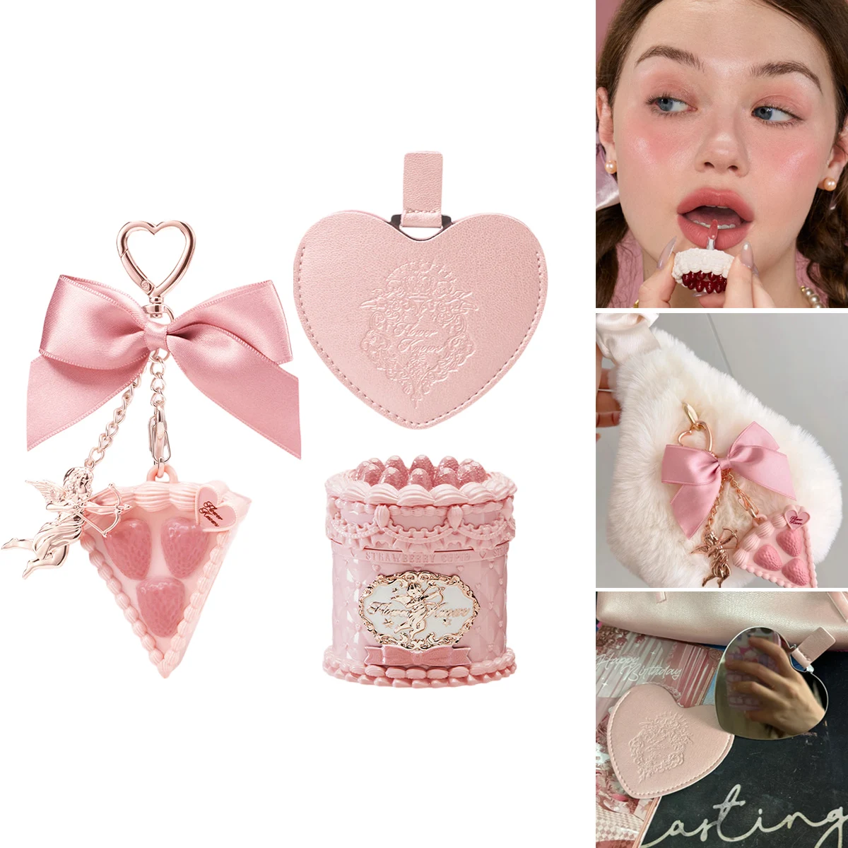 Flower Knows Set de Perfume Sólido y Crema Labial con Espejo Portátil Regalo para Mujer Fragancia Duradera Vegana Tamaño de Viaje Idea para Cumpleaños o San Valentín