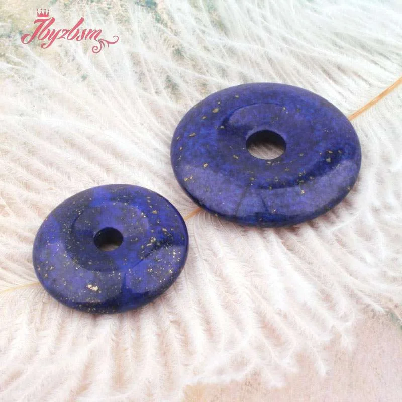 25,40,50mm Round Donut Rings Blue Lapis Lazuli Natural Stone Beads for DIY Necklace Bracelet Pendant Charms Jewelry Making 1 Pcs