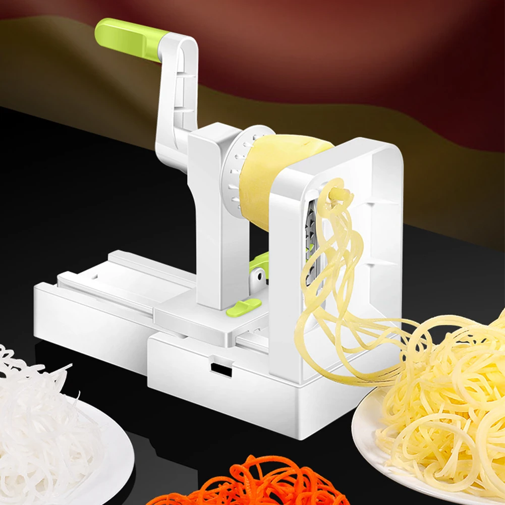 Foldable Veggie Cutter with Extra Blade Box Vegetable Shredder with Handle Rotary Veggie Shredder for Cucumber Potato Zucchini