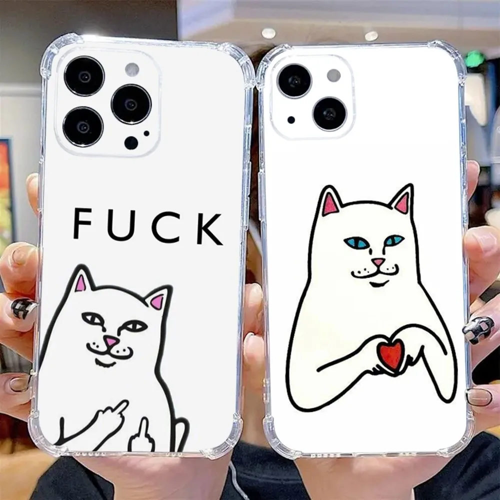 Funny R-Ripn-dips Cat Phone Case For iPhone 15,14,13,12,11 Plus,Pro,Max,XR,XS,X,7,8 Plus,SE,Mini Transparent Silicone Soft