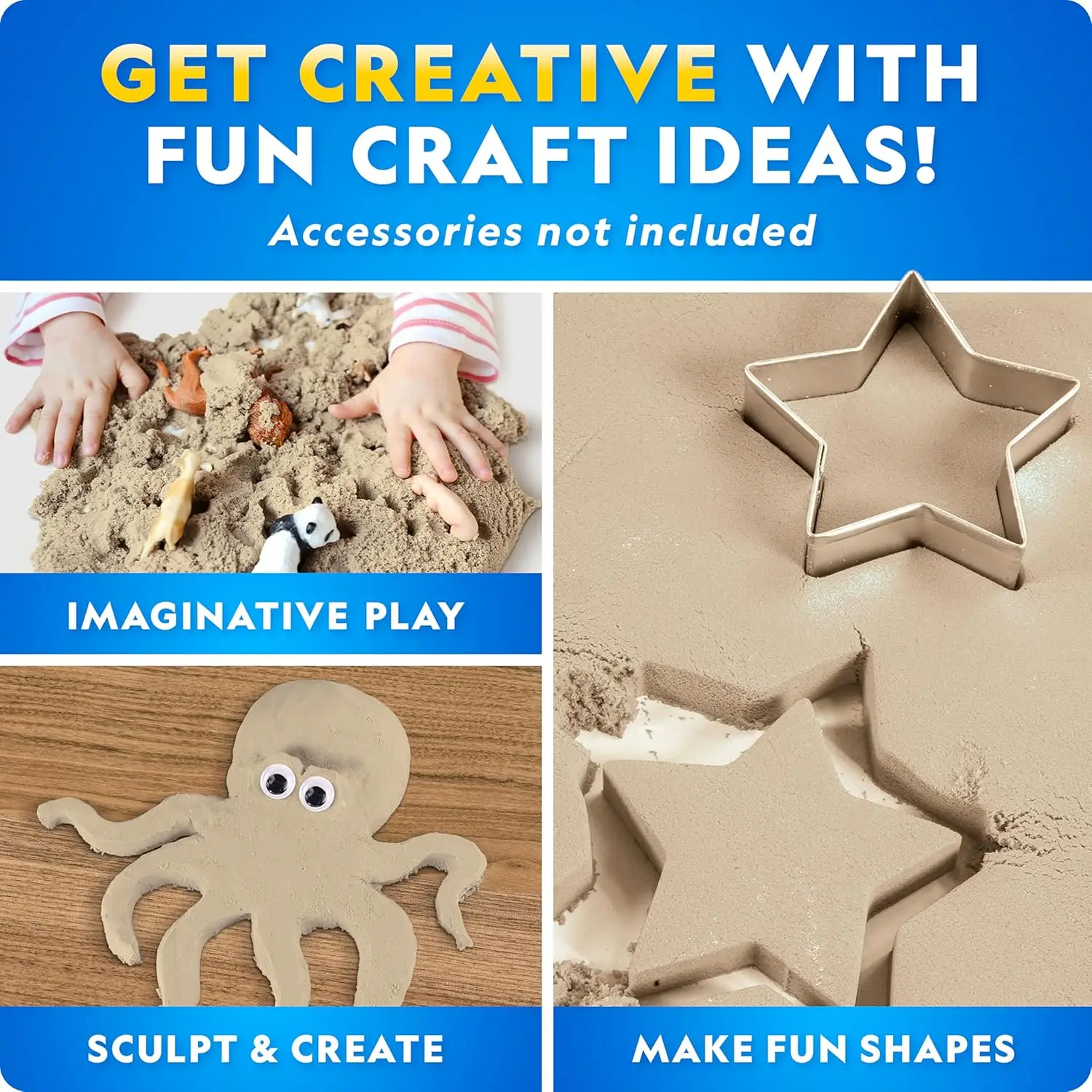 National Geographic Moon Sand - 24 Lb. Bulk Play Sand Kit with 6 Castle Molds (Natural) - A Fun No Mess Sensory Activity, Kids F