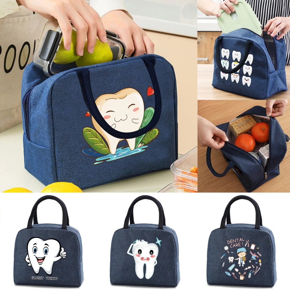 

Lunch Bags Men Women Camping Food Thermal Storage Lunch Box Insulated Cooler Canvas Tote Bag Teeht Print Portable Storage Pouch
