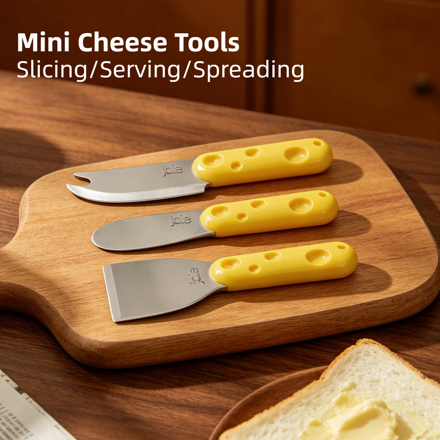 Joie Mini Cheese Slicer & Butter Spreader Stainless Steel Jam Spread Tool with Fork Tip for Cheese Butter,Home Kitchen