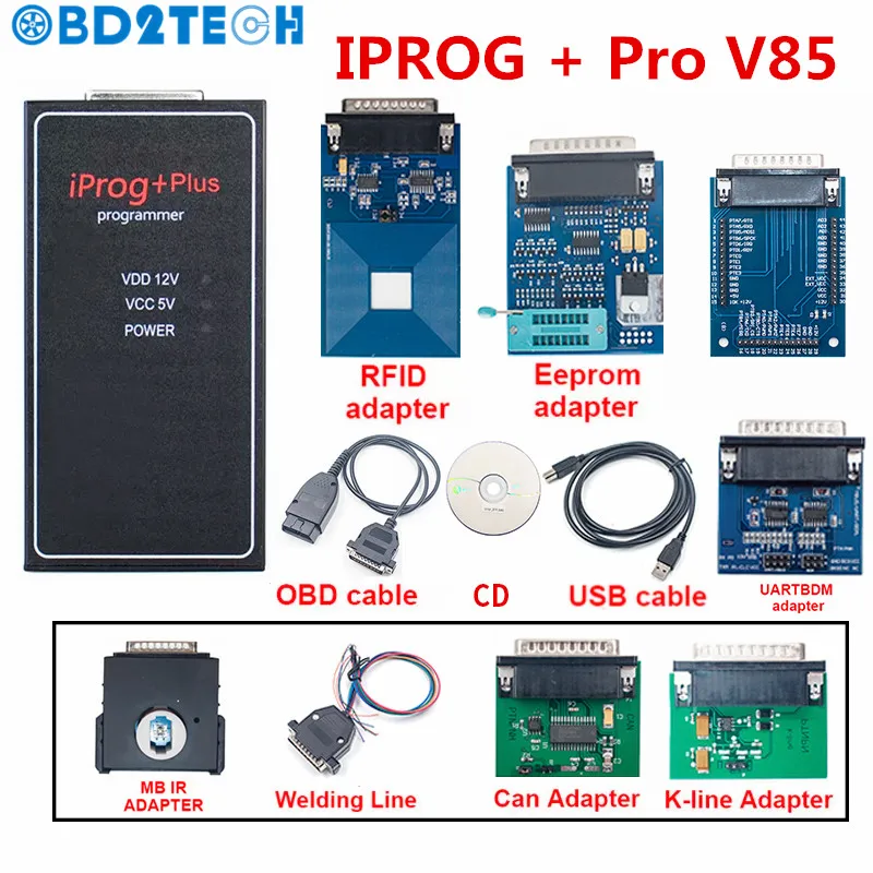 New IPROG +PLUS V777 Diagnostic Tool Read Write ECU Coding Key Programmer For Airbag Reset Iprog PRO Probe Adapter Full set Tool