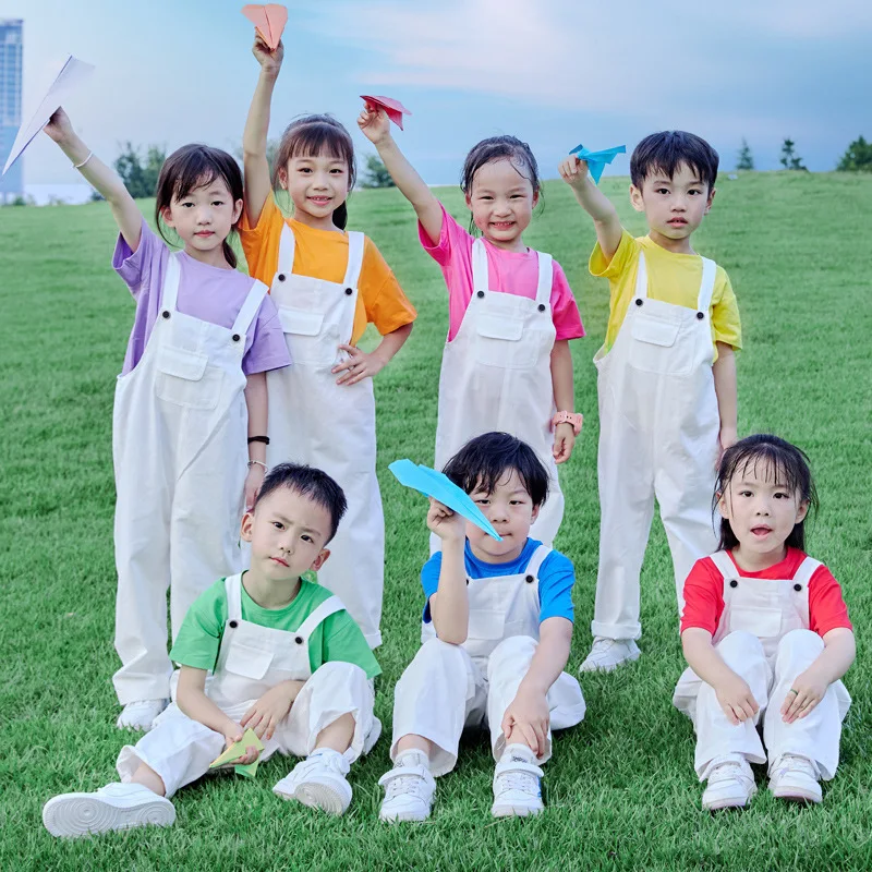 Teenager Boys Hip Hop Clothes Loose Overalls Set Girls Patchwork Dungaree Children Jumpsuit Street Dance Romper Kids Streetwear