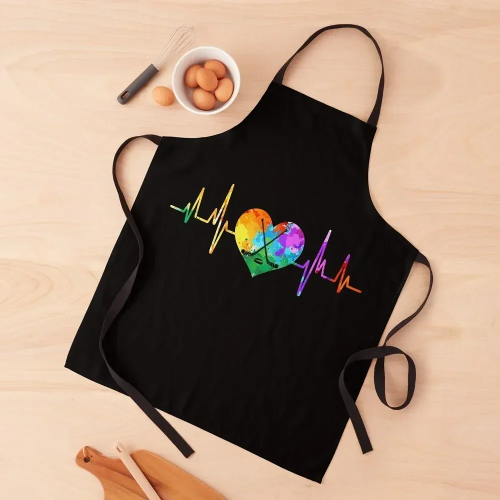 

heartbeat watercolor heart Ice hockey Apron For Girl Chef Uniform Woman restaurant accessories men Apron