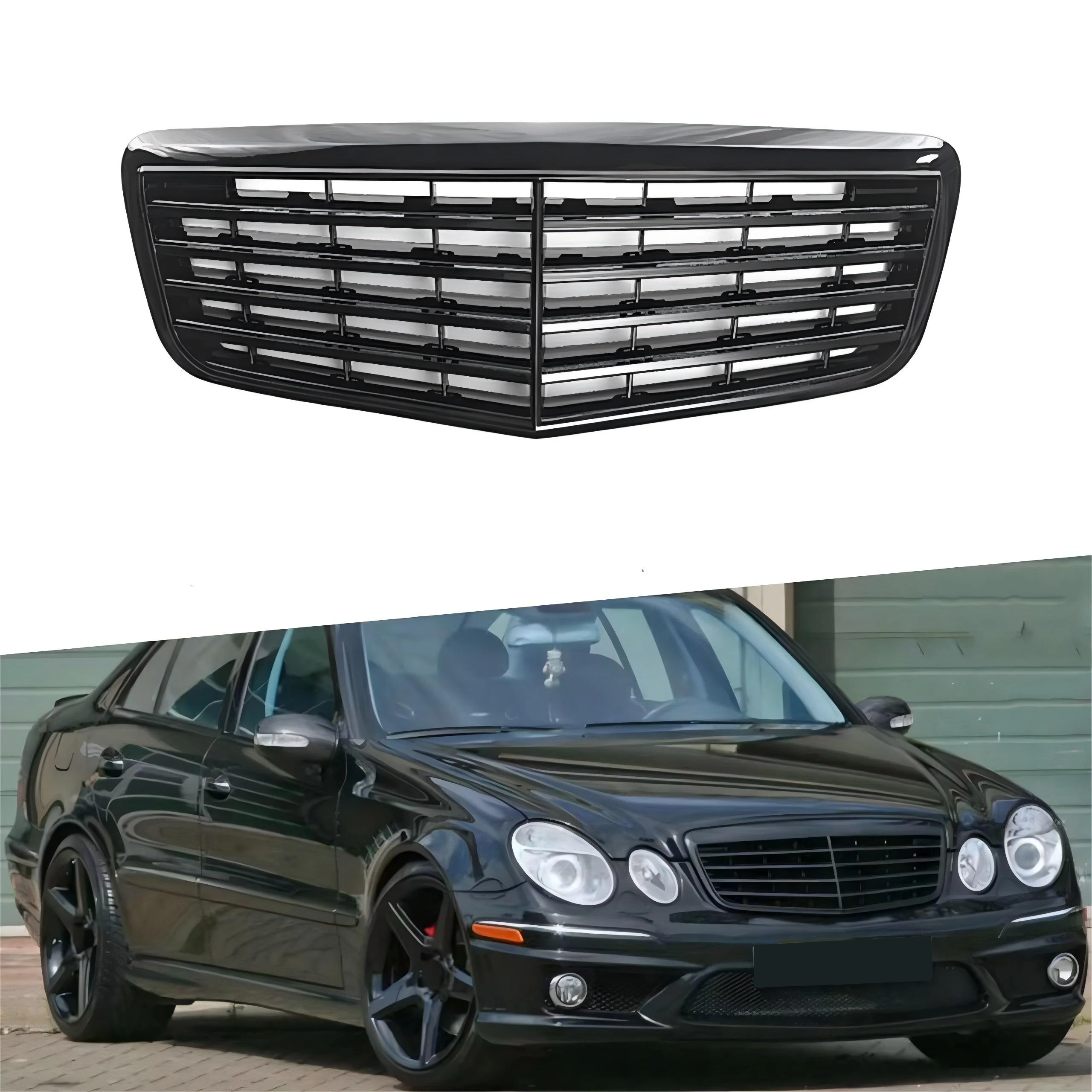 

Front Bumper Grille Grill For Mercedes Benz W211 E-Class E280 E320 E350 E400 E500 Saloon 2006-2009 Facelift Gloss Black Tuning