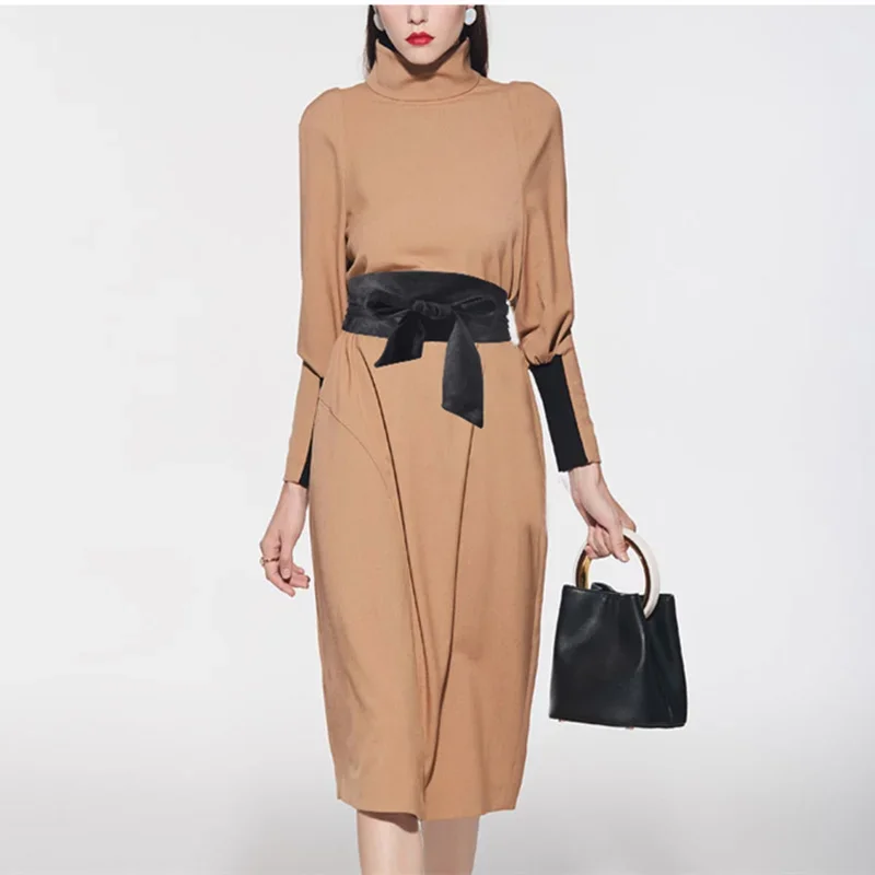 เข็มขัดคาดเอวแฟชั่นสตรีสไตล์เกาหลีหนังนิ่มโบว์โบว์คาดเอวกว้างตกแต่ง