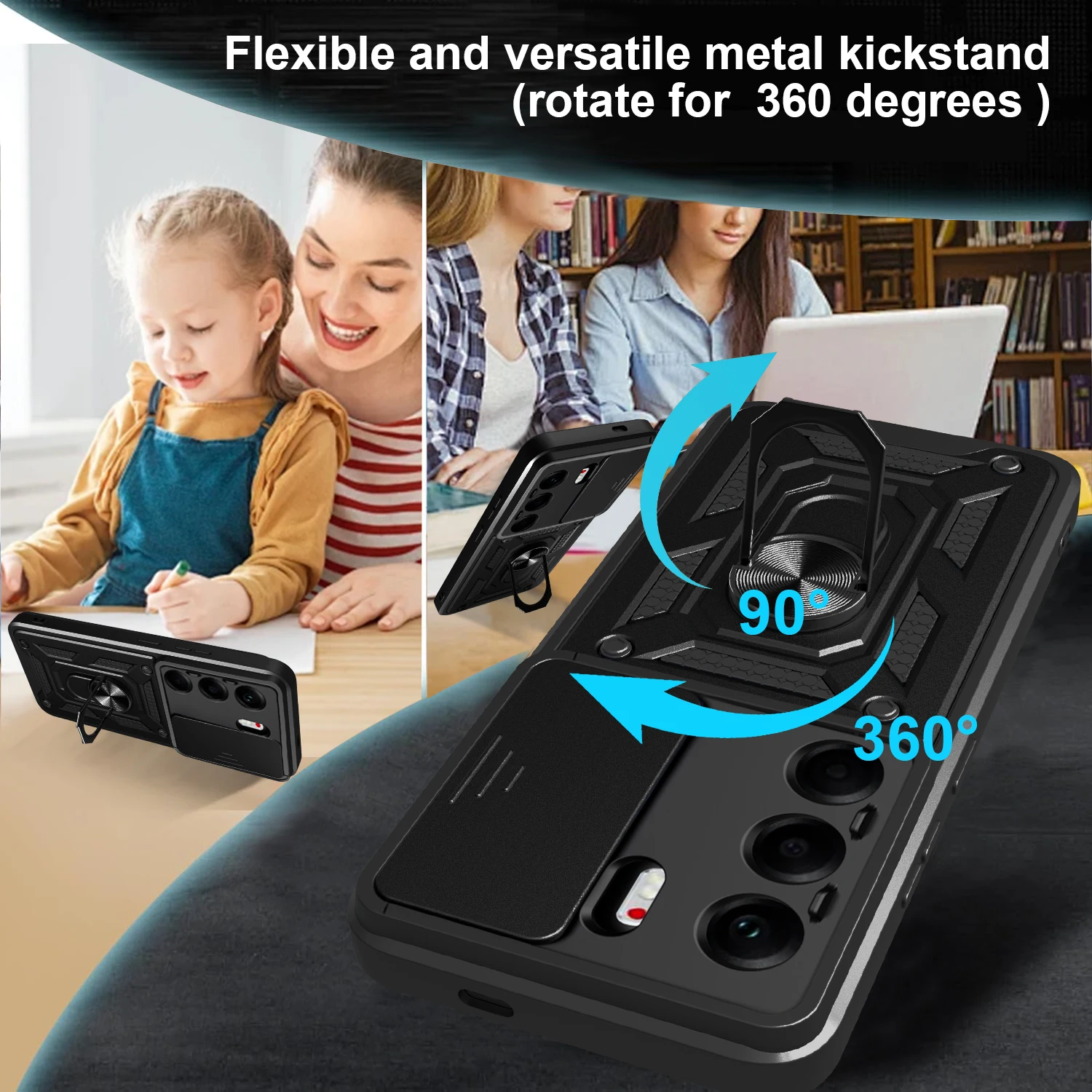 Чехол для Tecno Camon 40 Pro 4G Slide Camera Protect Stand Phone Shell Funda для Camon 30 5G 20 Pro 5G Cover