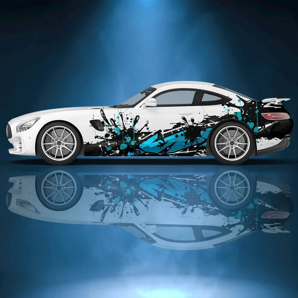 

Splash ink abstract stripes Car side sticker vinyl paper racing accessories wrap design uniform vector abstract printed decal
