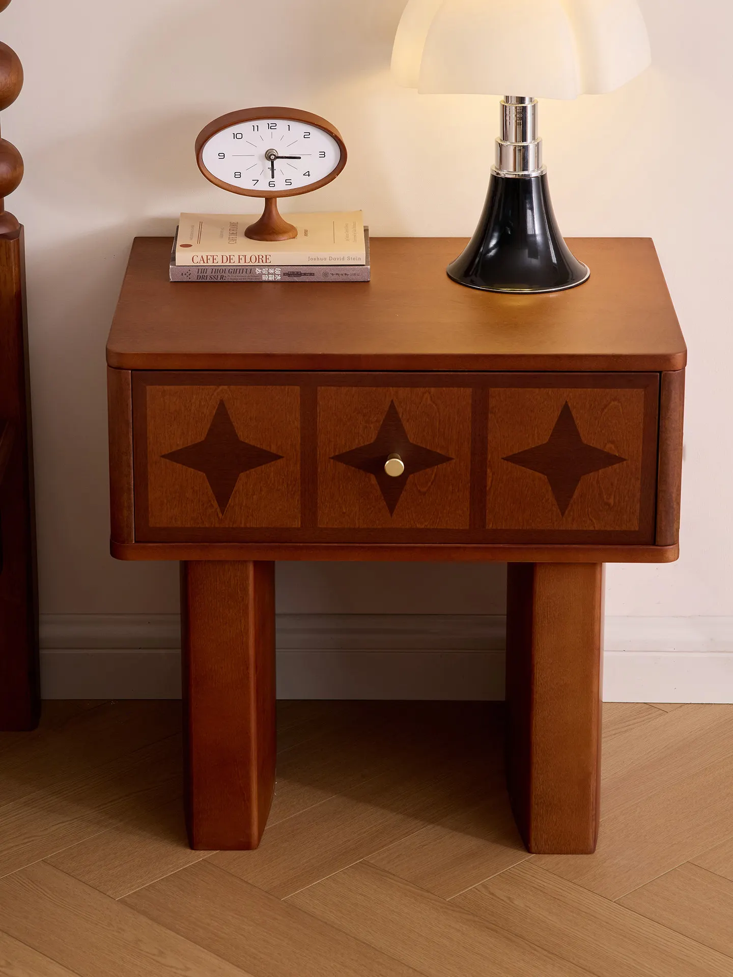 Solid wood bedside  household bedroom  small edgelow  antique small cabinet state subsidy