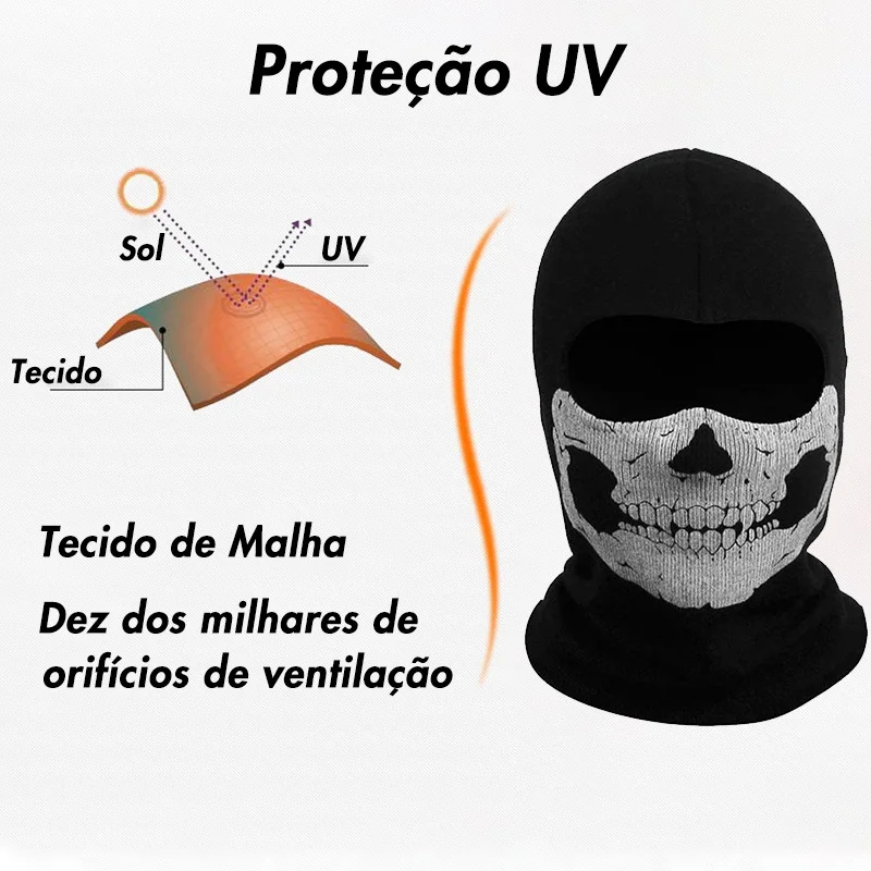 Musion-pasamontañas con estampado de fantasmas negros, máscara de cara completa con calavera impresa para fiesta de Cosplay, motocicleta, bicicleta,