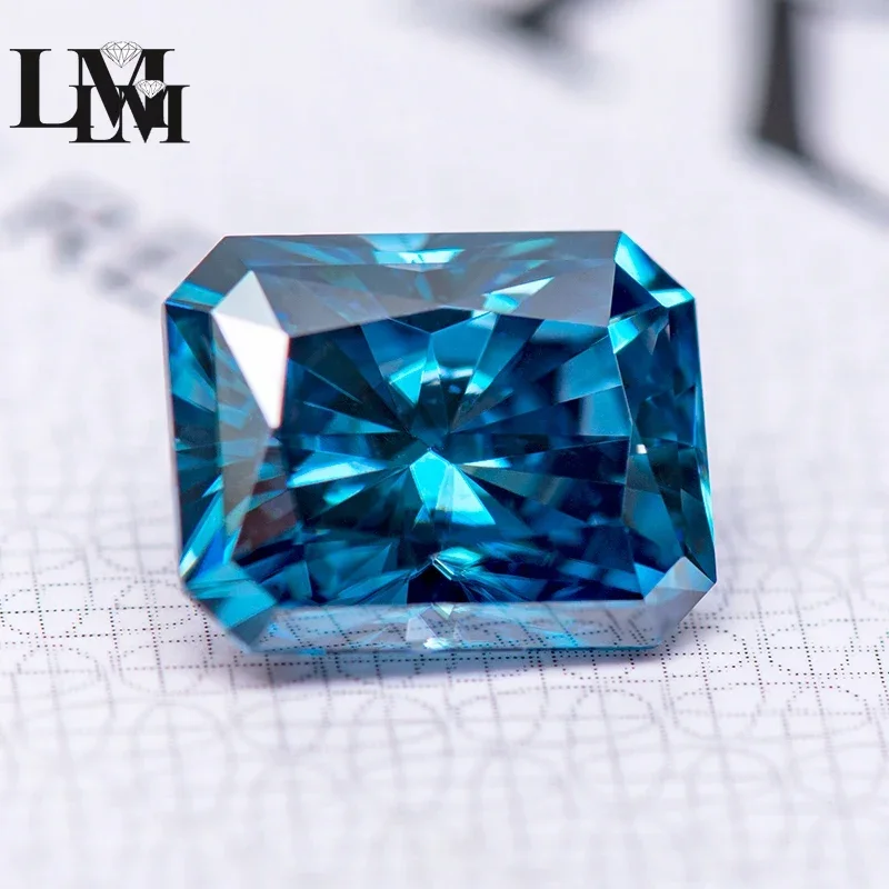 

Moissanite Gemstone Radiant Cut Sapphire Blue Color Lab Grown Diamond Advanced Jewelry Making Materials With GRA Certificate