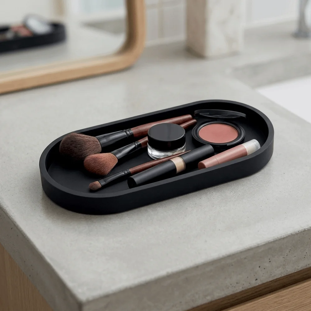 2Pcs Easy To Clean Silicone Storage Tray Soft Oval Organizer Tray Smooth Flexible Desktop Holding Tray Sundry Storage
