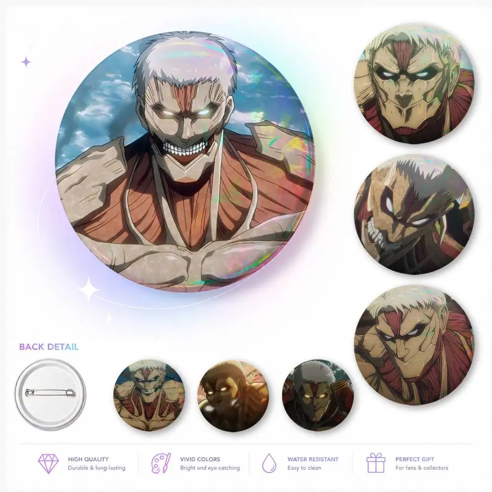 The A-rmored T-itan Cartoon Round Brooches On Backpack Jacket Acrylic Button Pins Collection Gifts