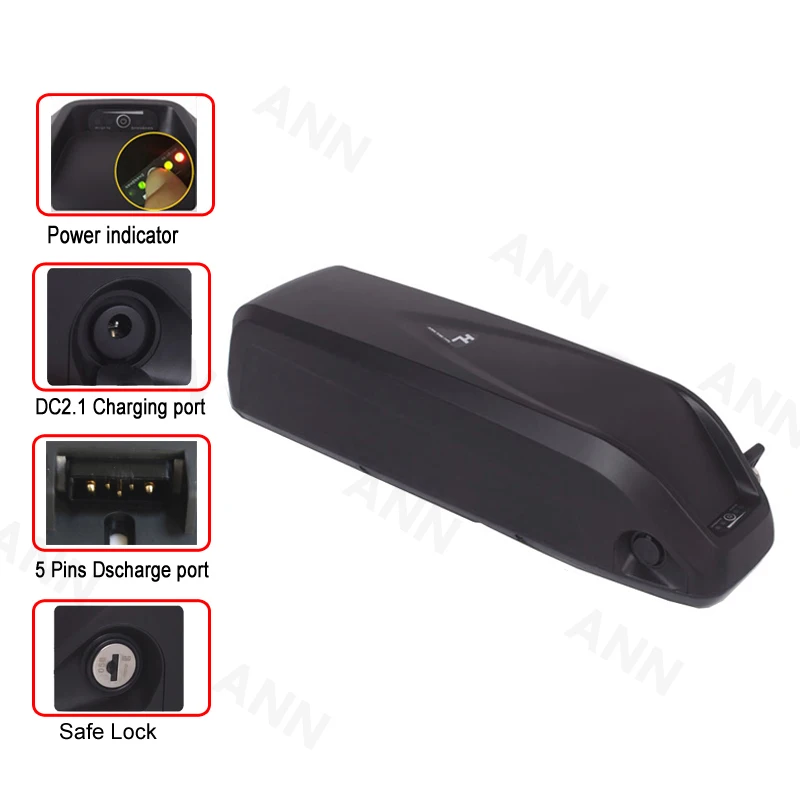 

SSE-046 E-bike battery box 5Pin discharge port HaiLong case For DIY 36V or 48V 10Ah-15Ah li-ion battery pack with 18650 holder