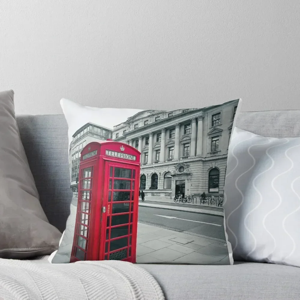 

London Red Phone Box Throw Pillow luxury decor pillow cover christmas Pillows Aesthetic pillow