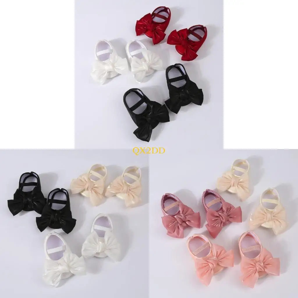 

QX2D Toddler Girl Elegant Cotton Bows Shoes with Headband set For Comfortable Walks