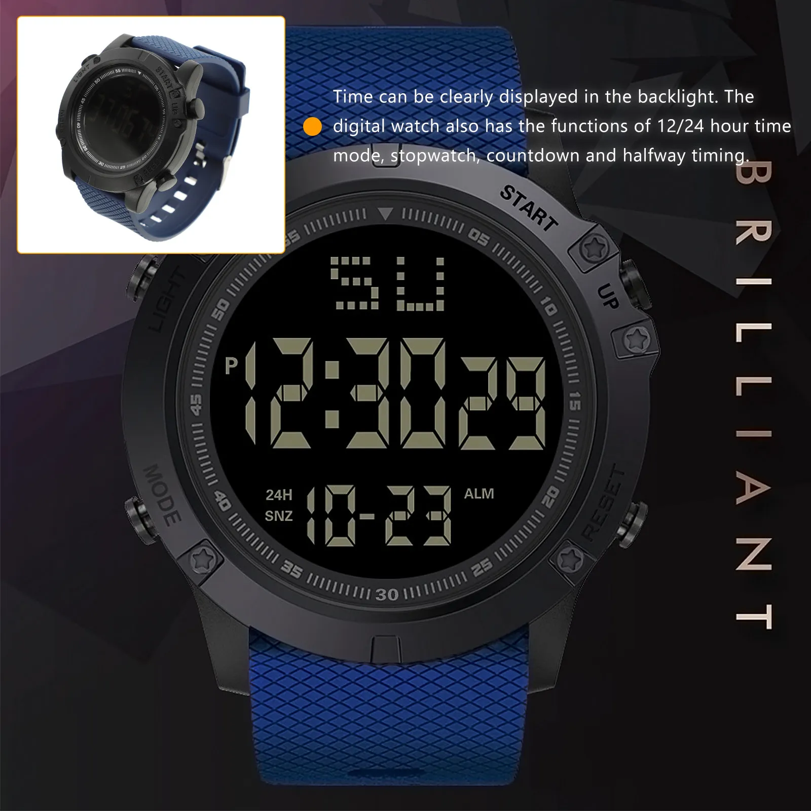 

Digital Electronic Watch Waterproof Luminous Multi-Functional for Students Adults Outdoor Business Simple Fashion Quartz