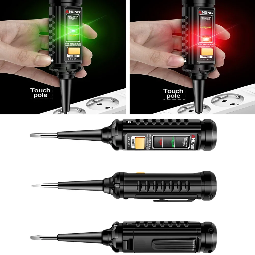 24-250V Professional AC Voltage Detection Pen Highlight Color Light Electrician Screwdriver NCV Electricity Pen Voltage Test Pen