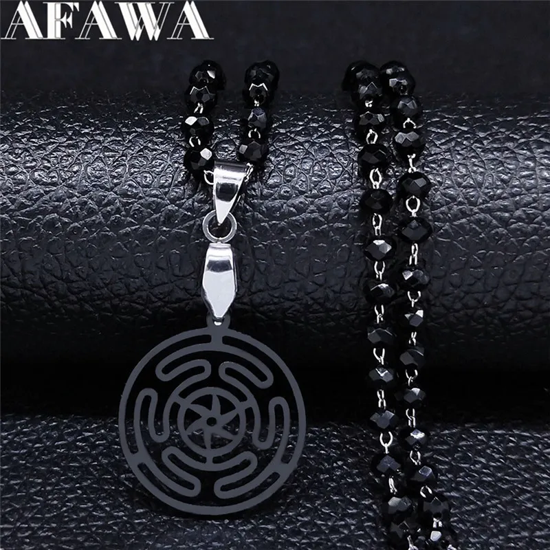 Hekate Wheel Stainless Steel Charm Necklace Women Strophalos Hecate Magic Symbol Logo Charm PIN colier femme Jewelry N1725S02