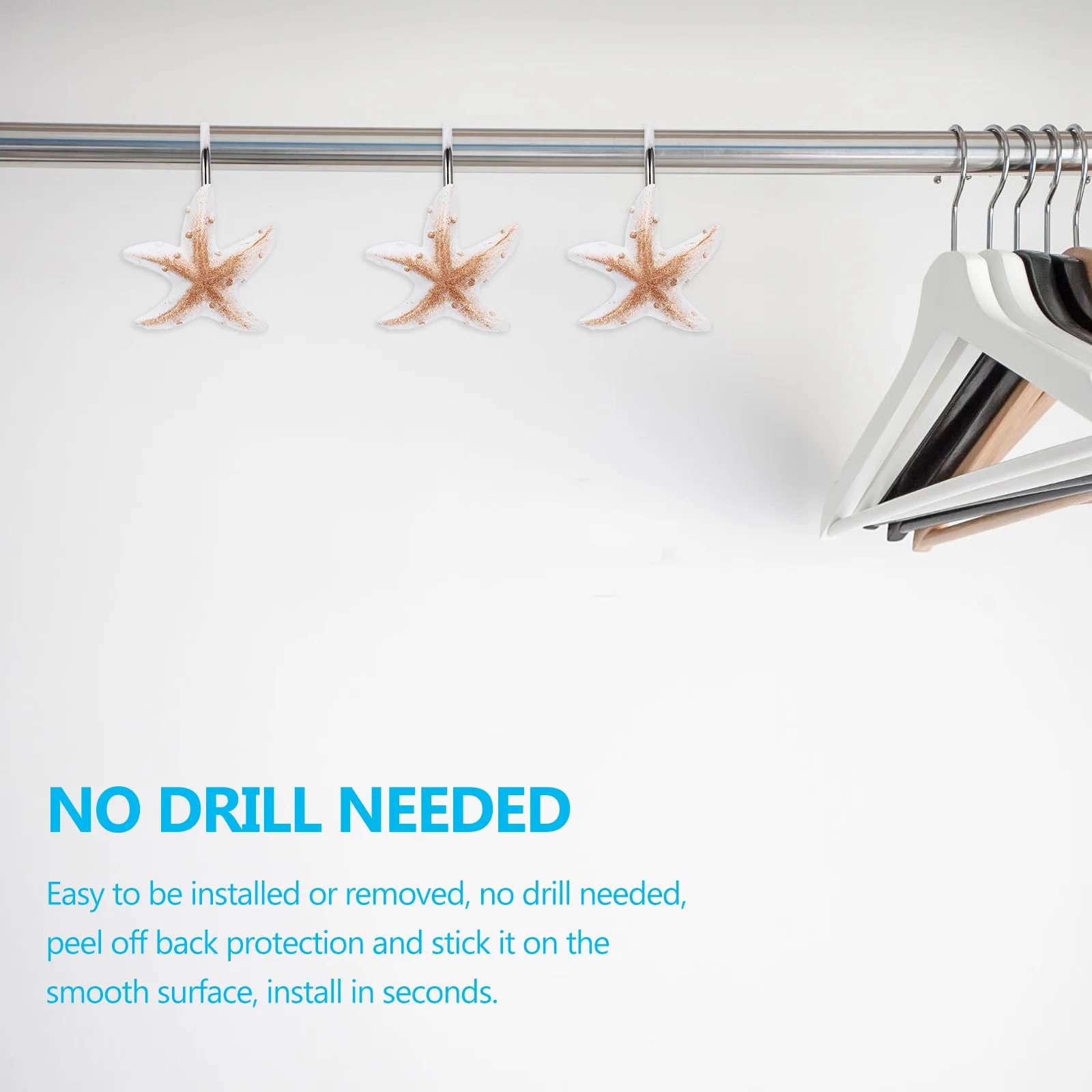 

12Pcs Shell Curtain Hooks Ocean Theme Bathroom Decorative Hooks for Shower Curtain Resin Stainless Steel Easy Install Modern