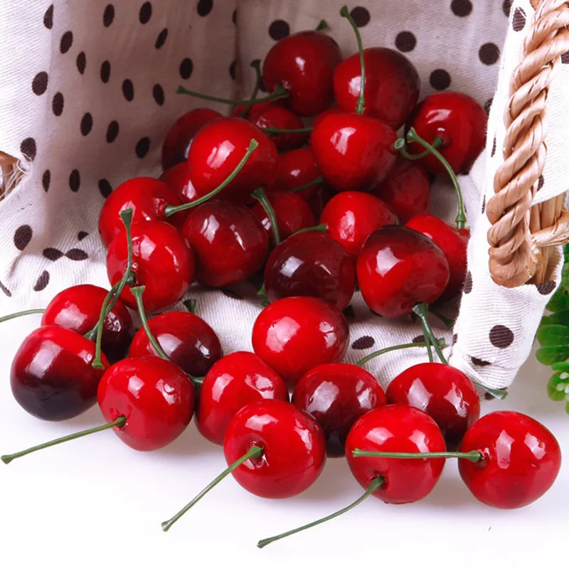 30Pcs Simulation Cherry Fake Cherry Ornament Craft Artificial Fruit Model Food Photography Props Party Decor Home Decoration