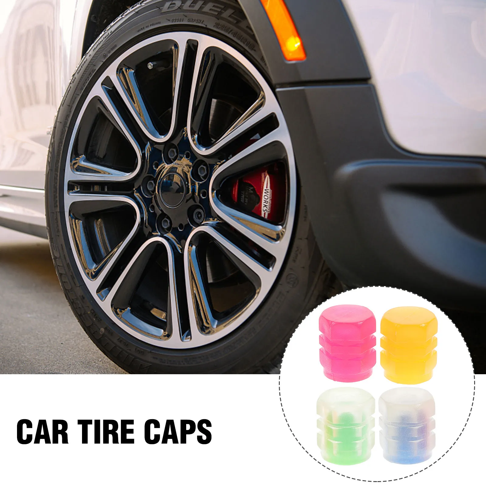 24Pcs Fluorescent Glow in The Dark Tire Valve Caps for Car Motorcycle Truck Suv Universal Easy Install Night Luminous Decoration