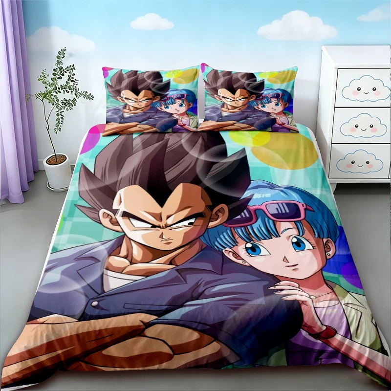 

Комплект постельного белья с аниме-принтом Dragon Ball: пододеяльник, одеяло, покрывало, набор Super Saiyan, мультяшный декор для спальни, подарки