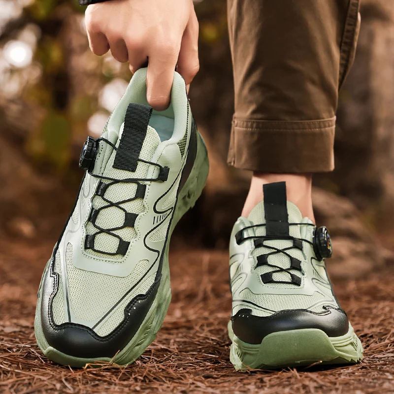 

breathable soft-sole sneakers Men's casual sports shoes four autumn new rotating shoelaces comfort outdoor running walking shoes