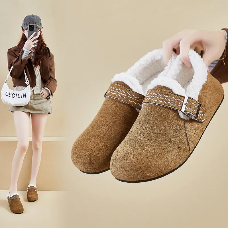 

Winter Fleece Women's Sports Shoes Warm Casual Teenager Shoes Height-Increasing Outdoor Anti-Slip Work Footwear