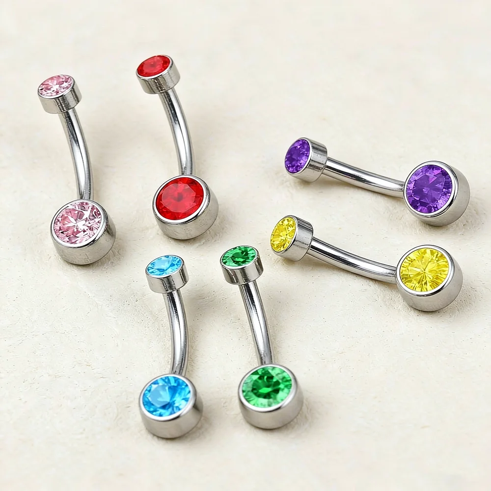 14G G23 Titanium Navel Ring with CZ Hypoallergenic Sexy Belly Button Jewelry for Women's Body Piercing Internal Thread Design