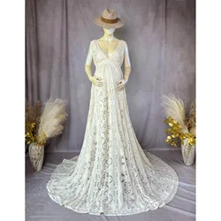Don & Judy-vestido de maternidad sin mangas con cuello en V profundo para mujer, vestido de boda de fiesta, accesorios de fotografía de embarazo, recorte de flores bohemias
